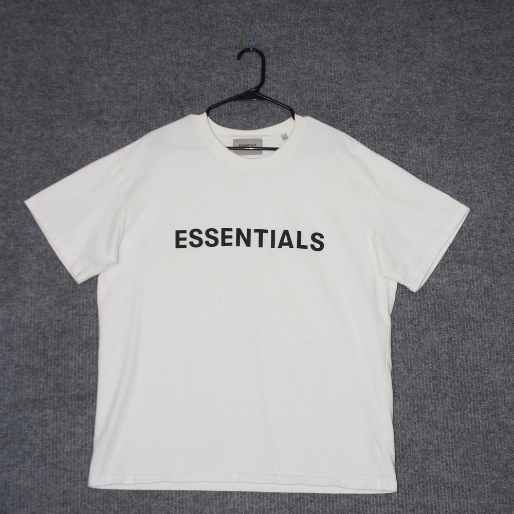 FEAR OF GOD ESSENTIALS T Shirt Mens L White KAREEM Cotton Logo Streetwear